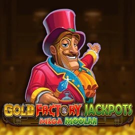 Try Gold Factory Jackpots Mega Moolah slot by Aurum Signature Studios on billionairecasino.uk – logo image